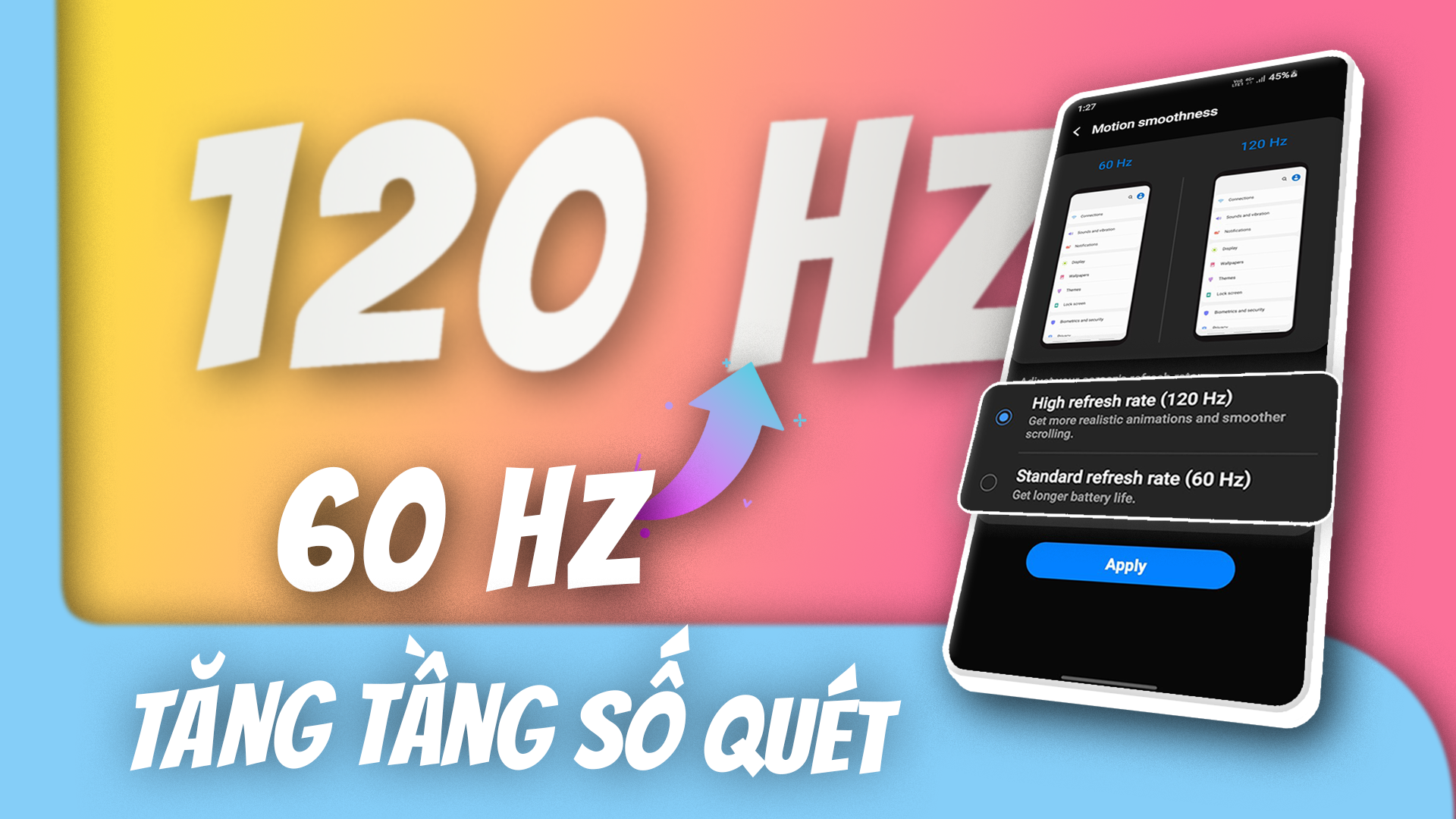 C&aacute;ch &Eacute;p Xung 120hz Tần Số Qu&eacute;t M&agrave;n H&igrave;nh Androids