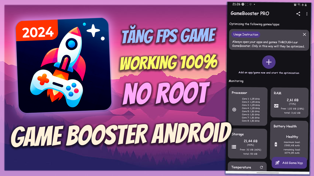 Game Booster Apk tăng tốc tr&ograve; chơi cải thiện FPS Lag Fix